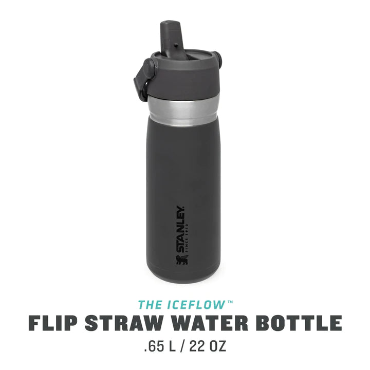 Stanley IceFlow Flip Straw Water Bottle  .65L / 22oz - Charcoal
