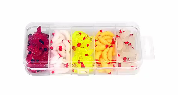 Artificial Soft Lure Combo Mini Mealworm Lure Kit Maggot Bait