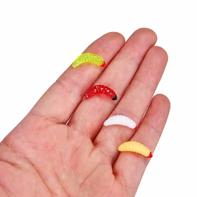 Artificial Soft Lure Combo Mini Mealworm Lure Kit Maggot Bait