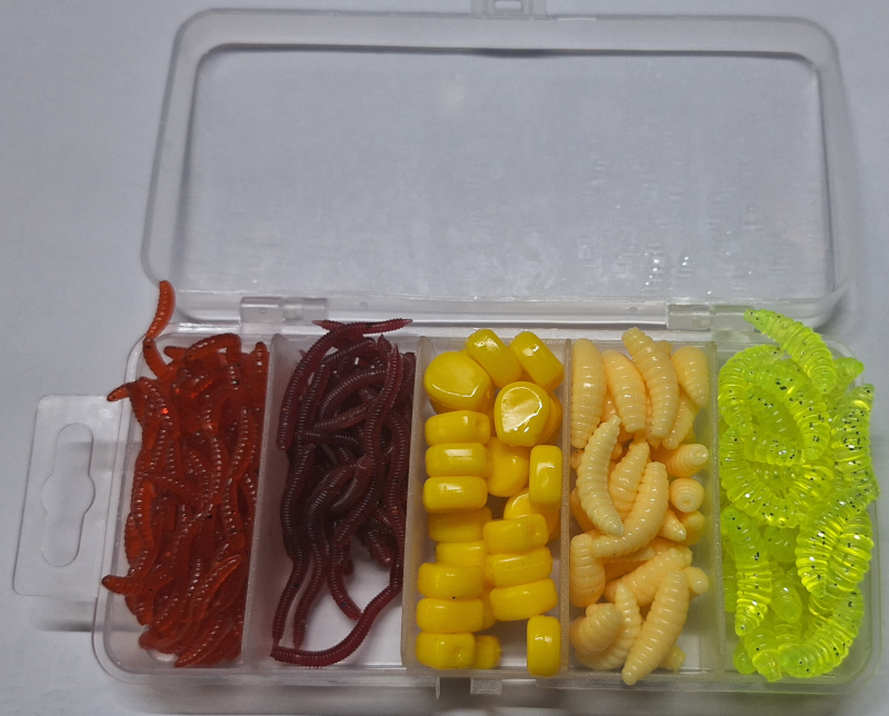 Artificial Soft Lure Combo Mini Mealworm Corn Fishing Worms Baits Set