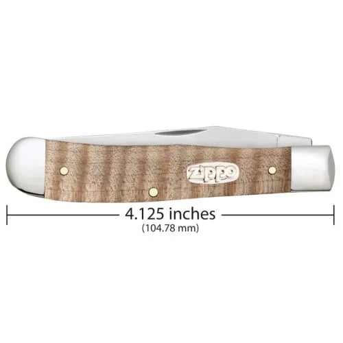 Zippo Natural Curly Maple Wood Trapper Pocket Knife