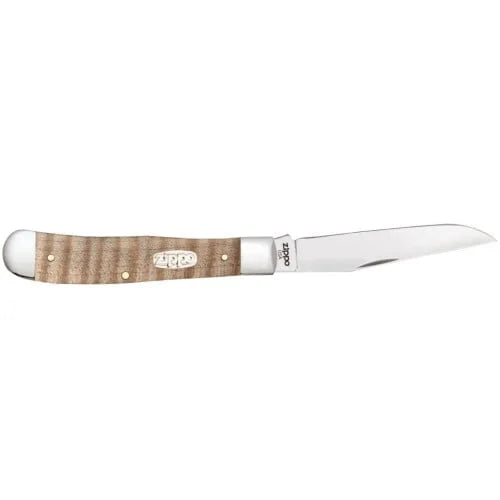 Zippo Natural Curly Maple Wood Trapper Pocket Knife