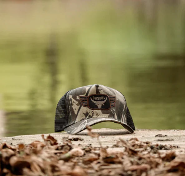 Bosbul Aviator Applique Vintage Camo Trucker Cap