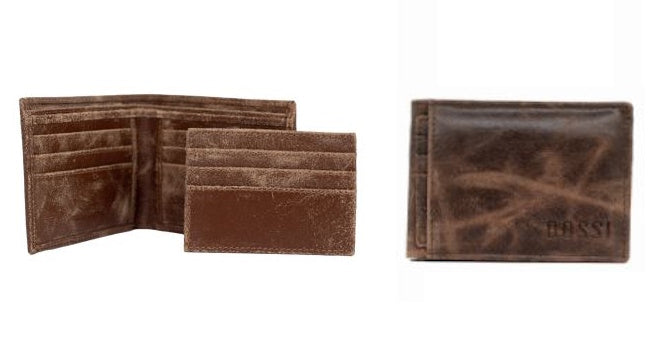 Bossi Distressed Leather Exec Billfold Wallet with Removable Card Holder