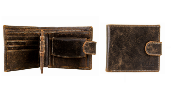 Bossi Distressed Leather Exec Billfold Wallet with extra card space