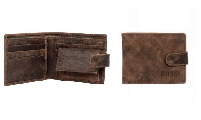 Bossi Distressed Leather Exec Billfold Wallet with Tab