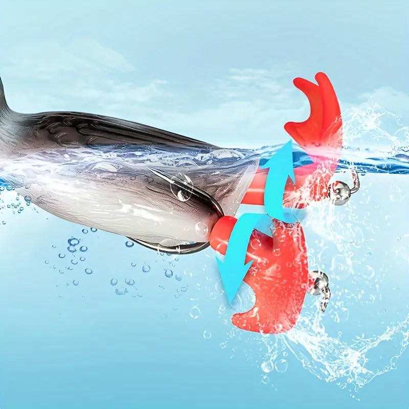 Duck-Shaped Fishing Lure - Top water Propeller Flipper, Soft PVC, 9.5cm - Ideal for Bass