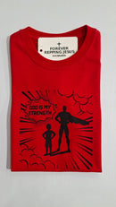 FRJ Kids God is my Strength Red T-Shirt
