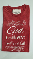 FRJ Ladies God is with me Melange Red T-Shirt