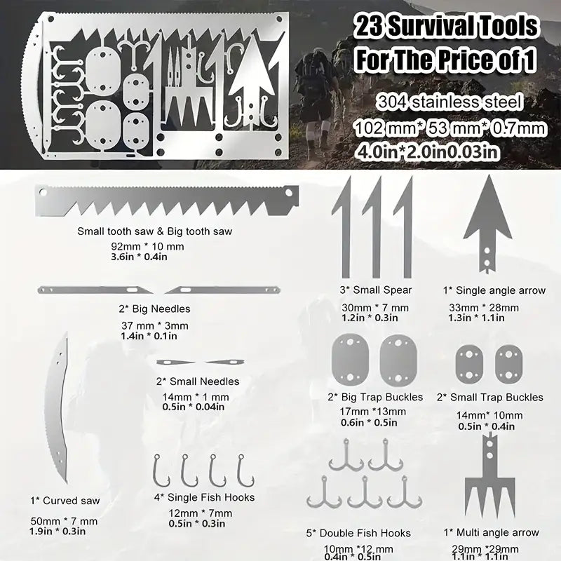 Set of 6 Outdoor Survival  Multi-functional Fishing Tool Cards