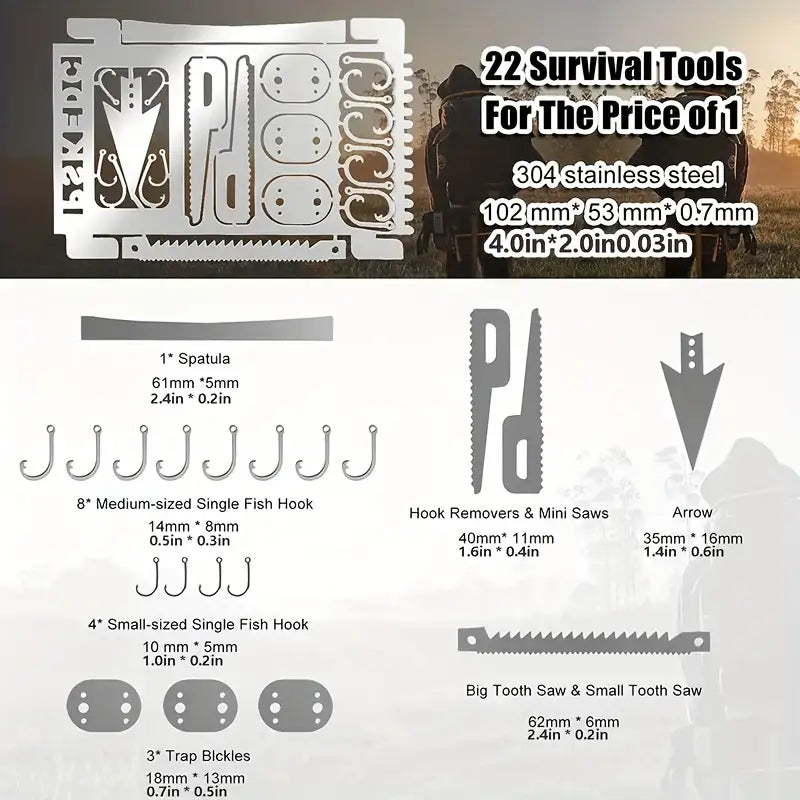 Set of 6 Outdoor Survival  Multi-functional Fishing Tool Cards
