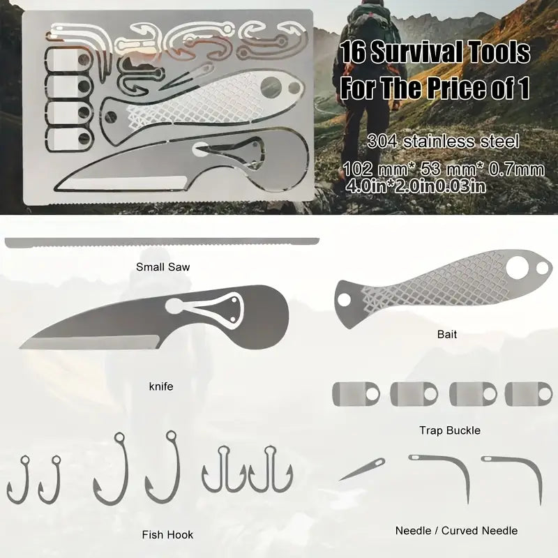 Set of 6 Outdoor Survival  Multi-functional Fishing Tool Cards