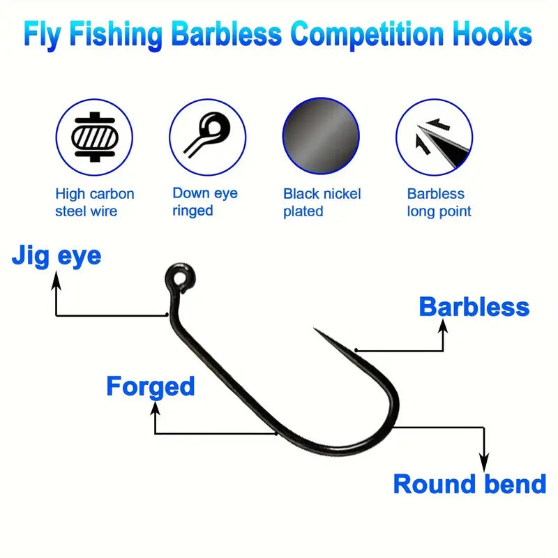 Kaida Black Nickel Super Sharp JIG Hooks