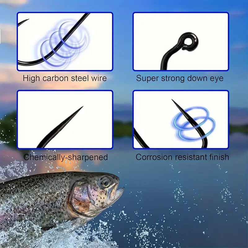 Kaida Black Nickel Super Sharp JIG Hooks