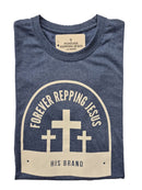 FRJ Mens Forever Repping Jesus Melange Denim T-Shirt