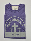 FRJ Mens Forever Repping Jesus Melange Purple T-Shirt