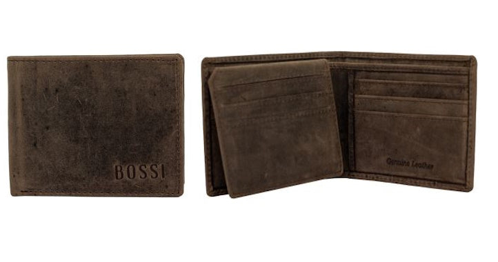 Bossi Hunter Leather Small Billfold Wallet with outer zip