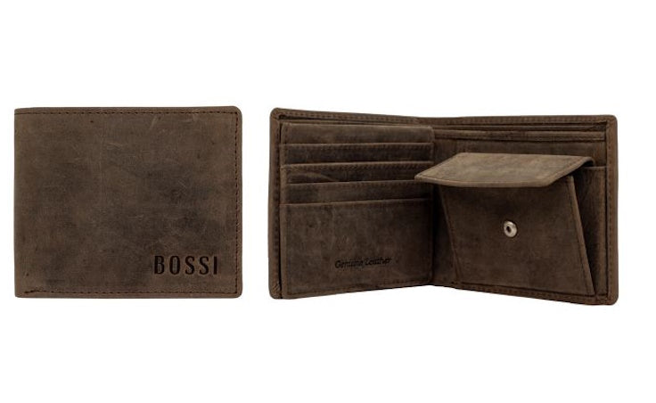 Bossi Hunter Leather Executive Billfold with Coinpouch Wallet - RFID