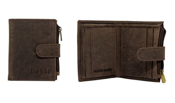 Bossi Hunter Leather Small Uni Card Billfold Wallet with Zip