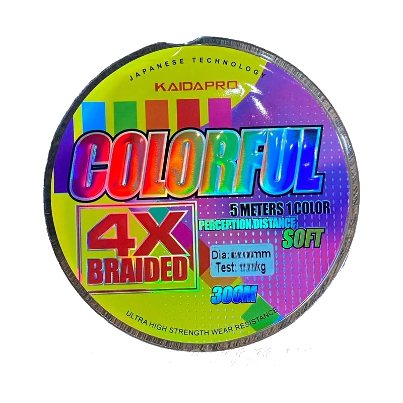 Kaida Colorful 4X Braided Fishing Line 300M 0.16mm 15.20Kg