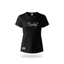 Ladies T-Shirt Metallic Puff Print Black “Boerboel”