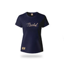 Boerboel Ladies T-Shirt – Metallic Puff Print Navy