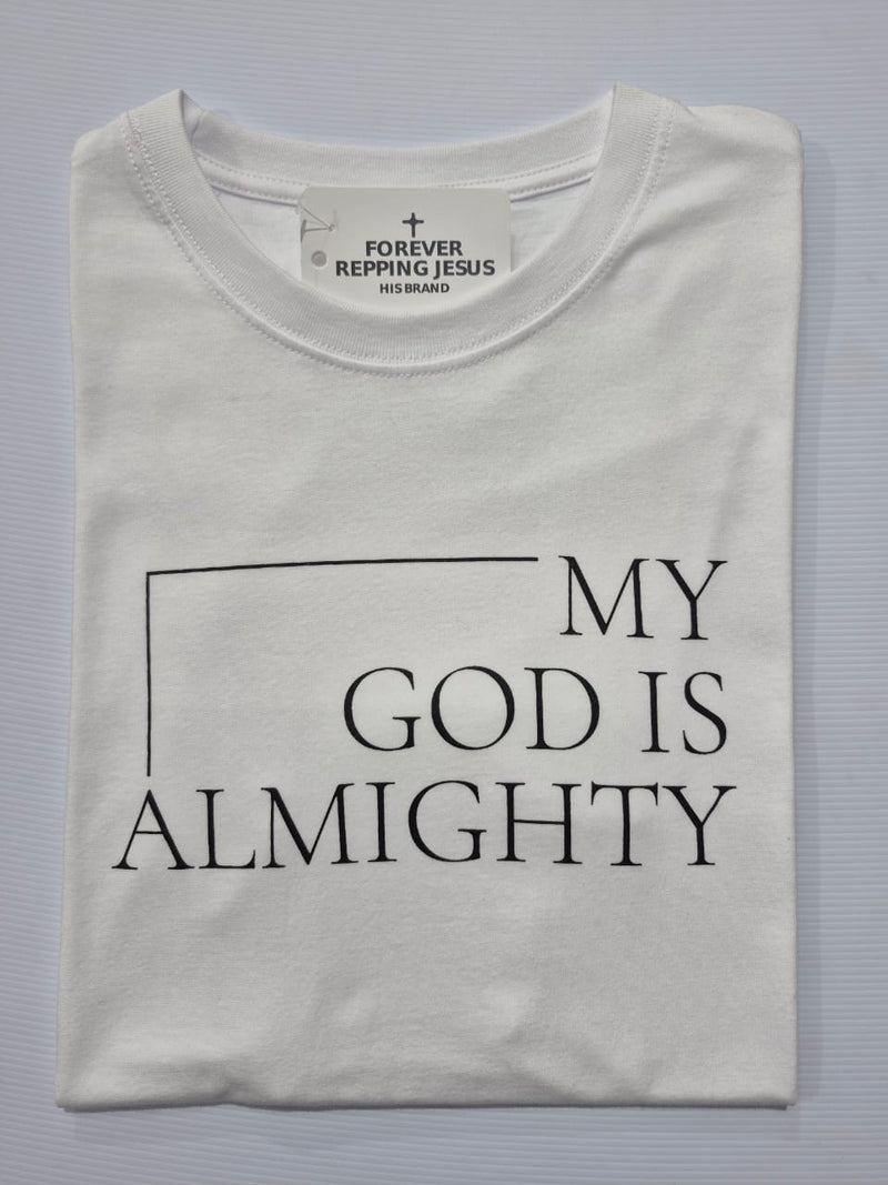 FRJ Mens My God is Almighty White T-Shirt
