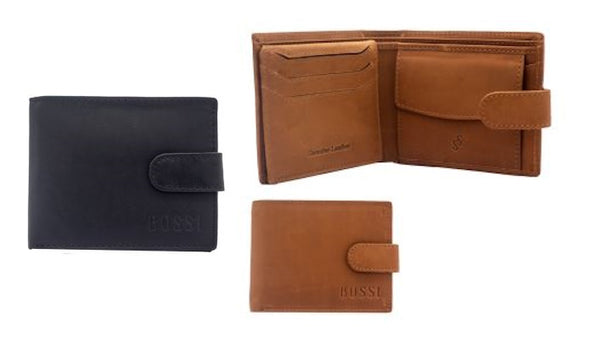 Bossi Oil Leather Small Billfold Wallet with Tab -RFID