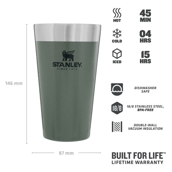 Stanley Stacking Beer Pint .47L / 16oz - Hammertone Green