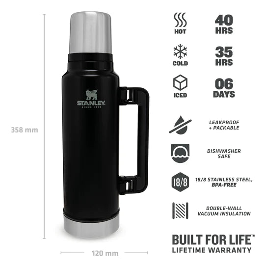 Stanley Legendary Classic Bottle 1.4L / 1.5QT - Matte Black Pebble