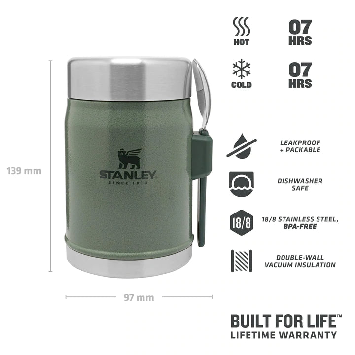 Stanley Legendary Food Jar + Spork .4L / 14oz - Hammertone Green