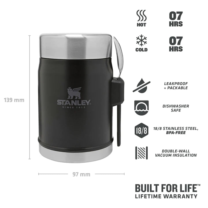 Stanley Legendary Food Jar + Spork .4L / 14oz - Matte Black Pebble