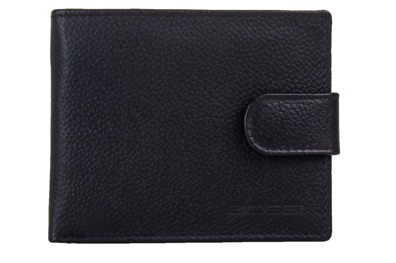 Bossi Printed Antique Executive Billfold with Tab and Zip - Black