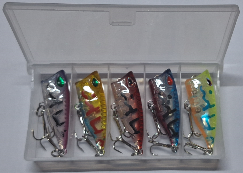 Bass Bionic 40mm Popper Lures 5pce in Box