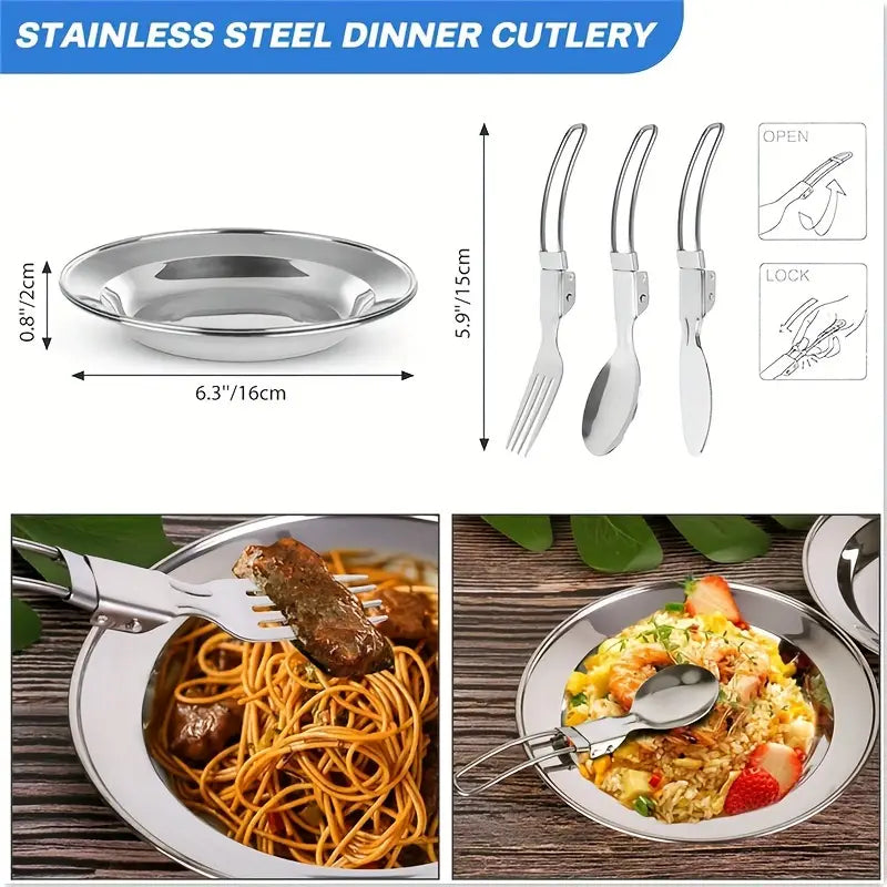 Cooking Pot, Pan, Kettle and Tableware Set