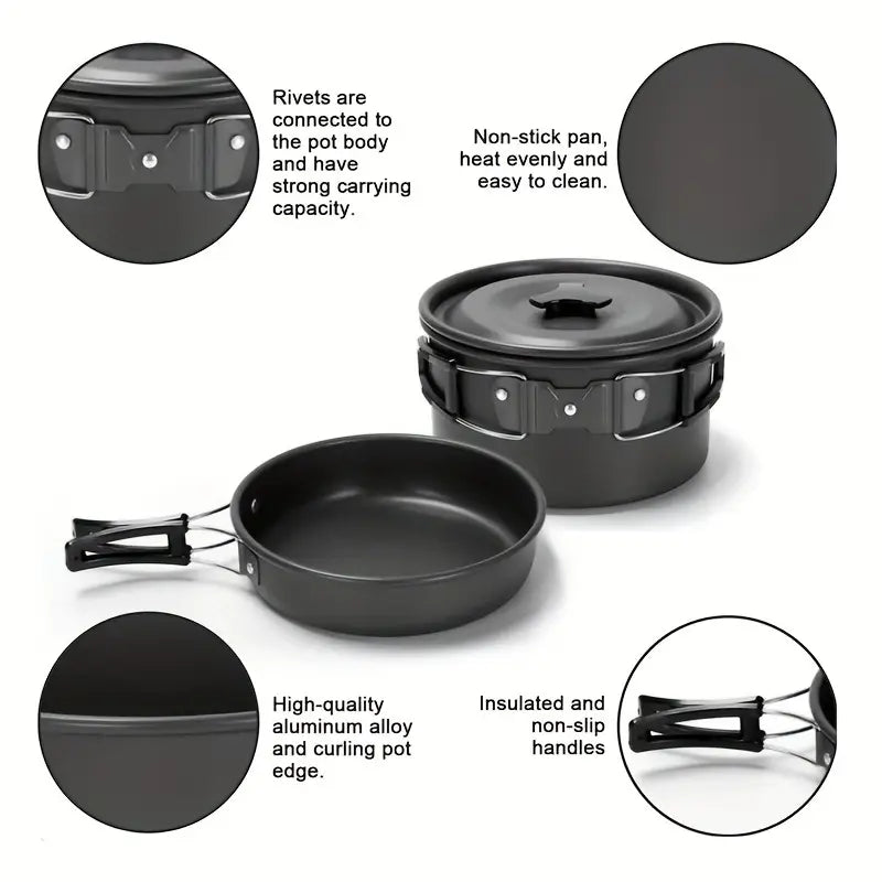 Cooking Pot, Pan, Kettle and Tableware Set