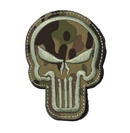 Punisher Skull Emb Patch, Green on Camouflage