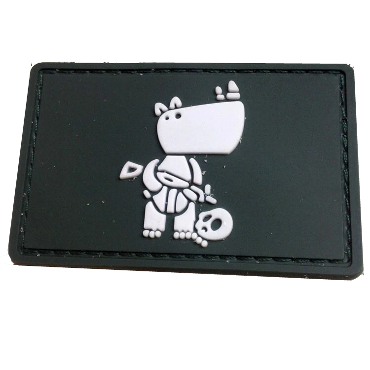 Mini Rhinoceros Hunter Skull Rubber Tactical Army Hook Patch
