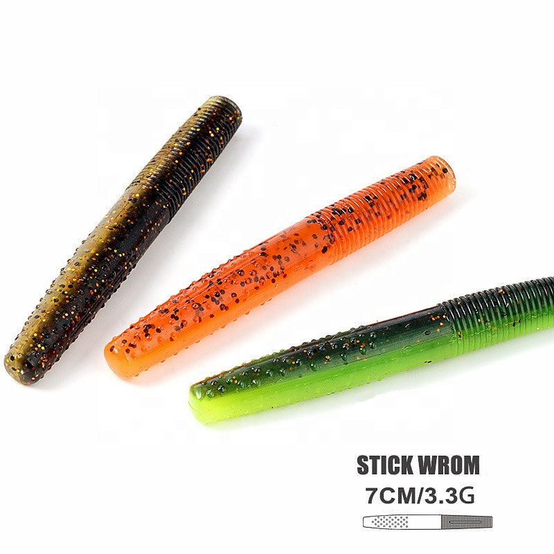 SEASKY 7cm 3.3g Soft Plastic Artificial Bait Bass Fishing Texas Rig Worm Lure