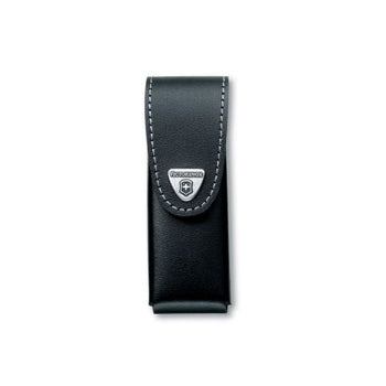 Victorinox Large Black Leather Belt Pouch with Hook and Loop Fastener