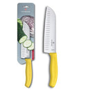 Victorinox Swiss Classic Santoku Knife Fluted Blade - Yellow 17cm