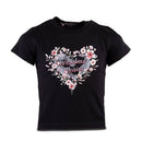 Wildebees WBG139 Black Heart Wreath Girls Tee