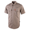 Wildebees Mens Casual Short Sleeve Vented Tech Nylon Shirt Khaki