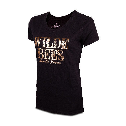 Wildebees WLA156 Black Entwined Foil Ladies Tee