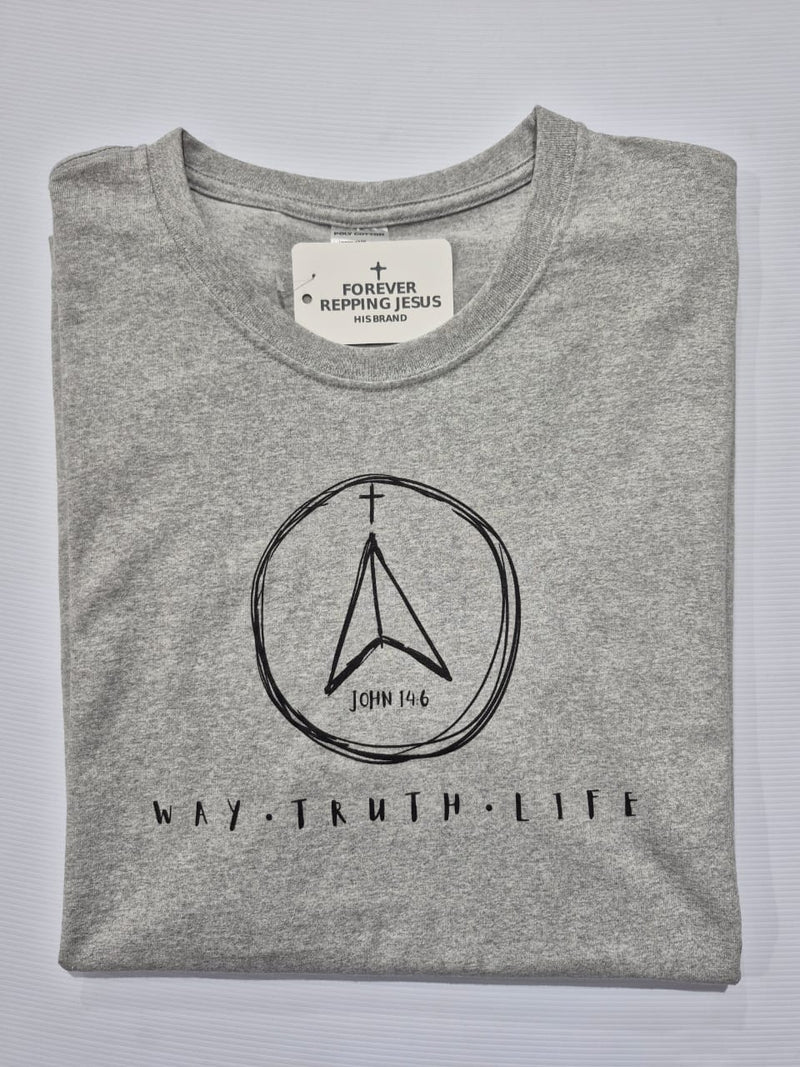 FRJ Mens Way,Truth,Life Grey T-Shirt