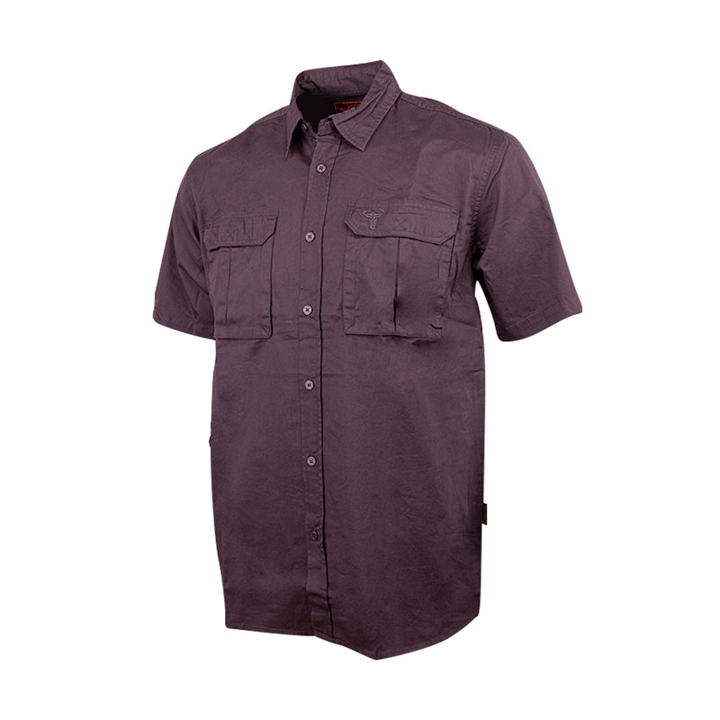 Wildebees Mens Casual Canvas Cotton Shirt Charcoal