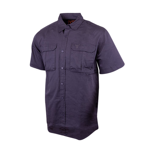 Wildebees Mens Casual Canvas Cotton Shirt Steel Blue