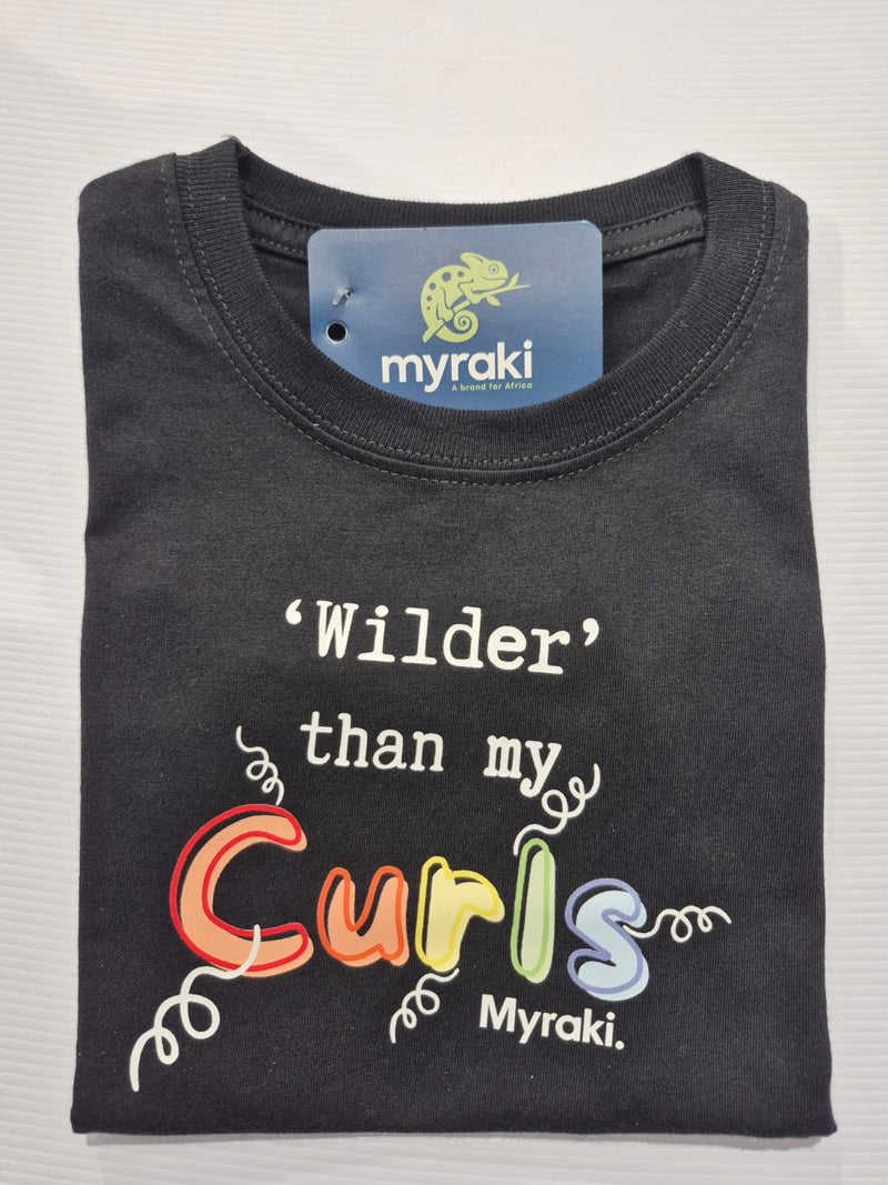 Myraki Girls Wilder than my Curls Black T-Shirt