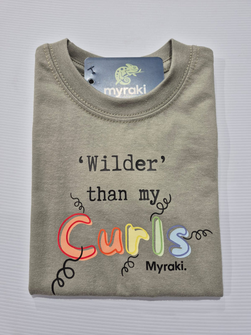 Myraki Girls Wilder than my Curls Stone T-Shirt