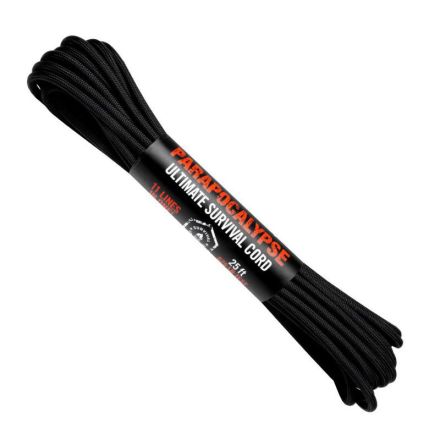 Parapocalypse Paracord 25ft with 11 Lines in Core - Black